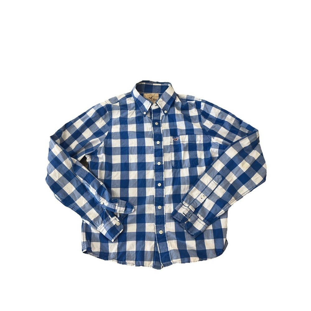 Y2K Hollister Long Sleeve Button Down Size XL Blue Plaid